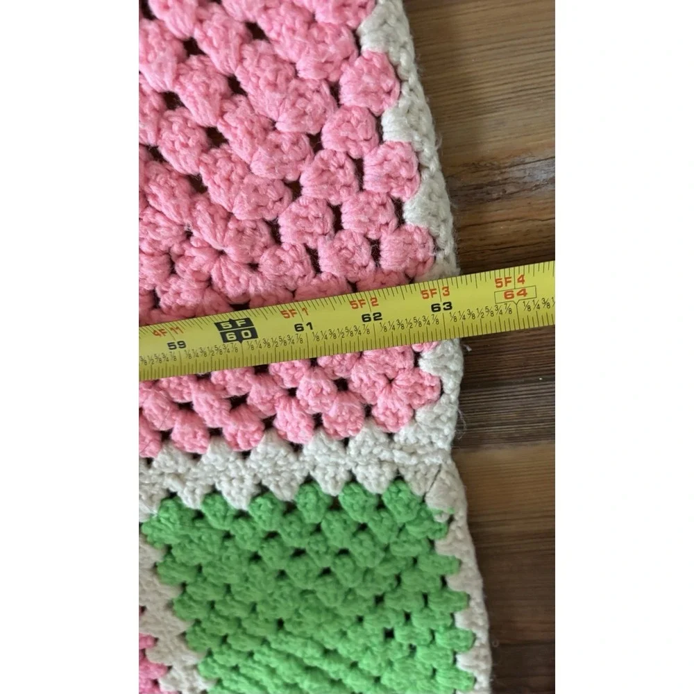Granny Square Crochet Afghan Blanket Sofa Throw Multi-Color 63